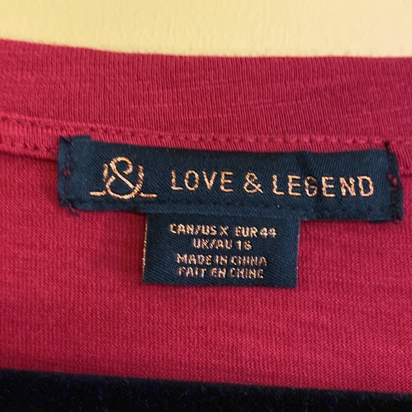 Love & Legend red shirt with fishnet detail size X - Picture 2 of 4